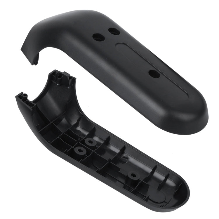Black front fork protection cover with open underside and molded mounting tabs