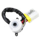 Ignition switch connector with white housing, pin opening, and multicolor wires