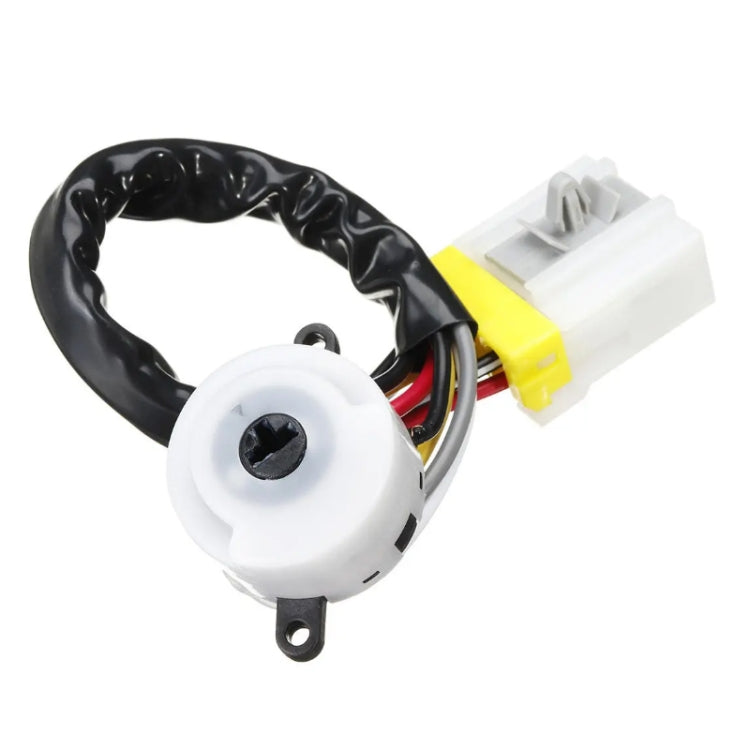 Ignition switch connector with white housing, pin opening, and multicolor wires