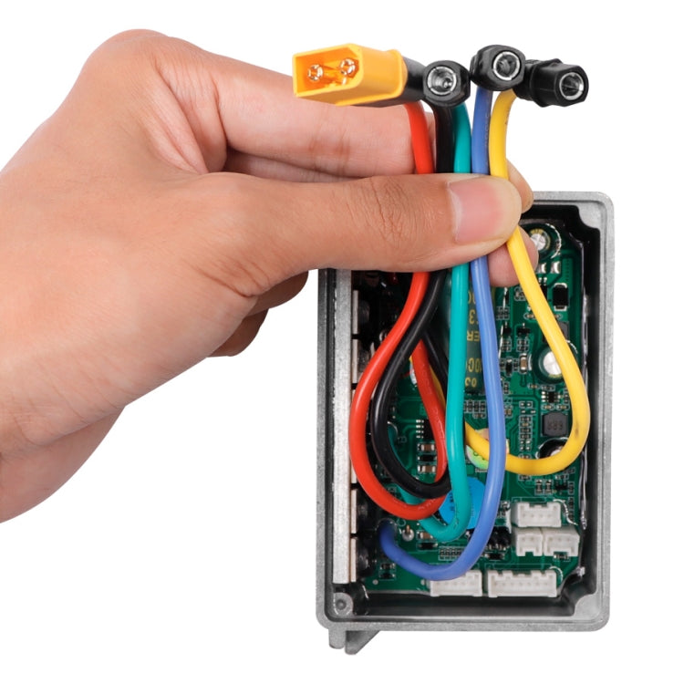 Electric scooter digital display instrument open housing with wiring being installed