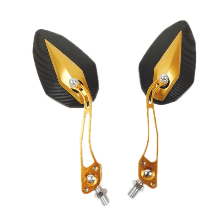 Motorcycle rearview mirrors (pair) with gold housings and black mirror bodies