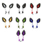 Motorcycle rearview mirror set shown in multiple colors with black mirror housings