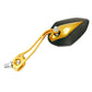 Motorcycle rearview mirror in gold with black housing and clear mounting screw