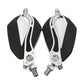 Motorcycle rearview mirrors (pair) with silver arms and black textured housings