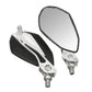 Motorcycle rearview mirrors (pair) with clear mirror glass and black textured housings