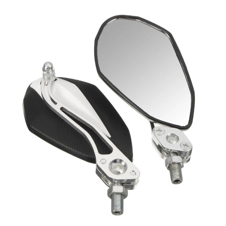 Motorcycle rearview mirrors (pair) with clear mirror glass and black textured housings