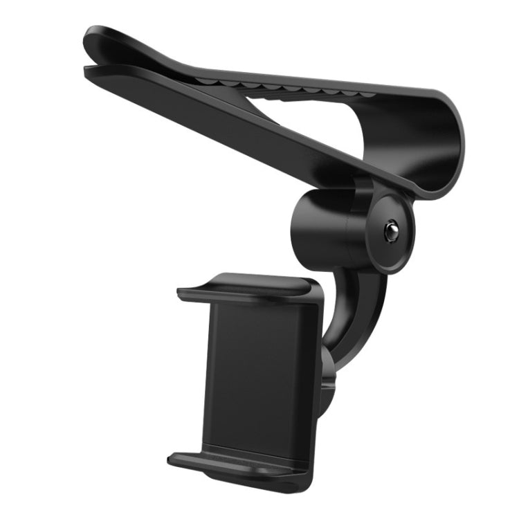Black phone holder bracket with swing arm cradle, side profile