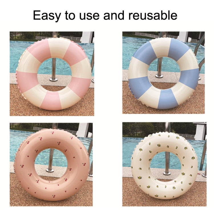 Pink striped inflatable underarm swimming ring with center handle, donut float