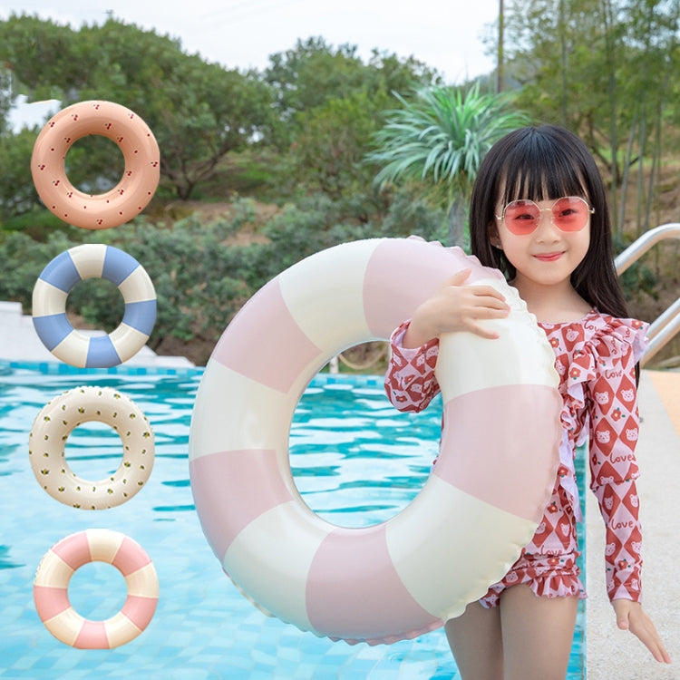 White and blue striped inflatable underarm swimming ring, donut float