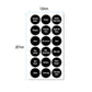 Spice jar label sticker size diagram with circular spice-name labels, 135mm x 267mm