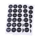 Spice jar label sticker sheets with circular black spice-name labels