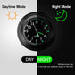 Motorcycle handlebar clock, black case with luminous dial markers for night visibility