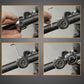 Motorcycle handlebar clock being installed on handlebar with mounting hardware and wrench