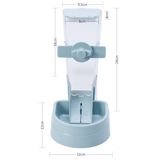 Light blue cat automatic hanging feeder and drinker, front view
