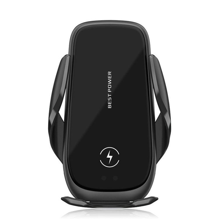 Black wireless charging phone bracket with vent clips and touch-control panel on cradle