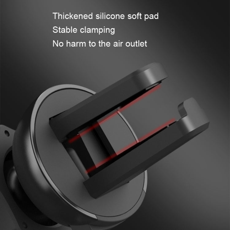 Black charging bracket with thick silicone padding for stable clamping on air vents