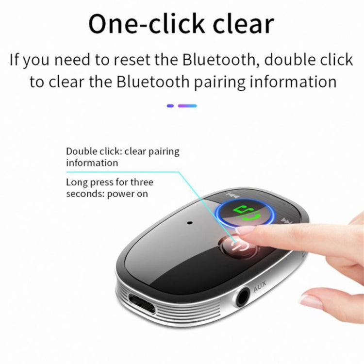 Car Bluetooth audio receiver with one-click reset button and touch control