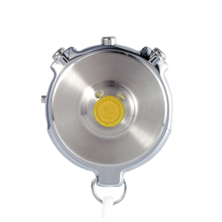 Metal stopwatch back housing with yellow button and side clips