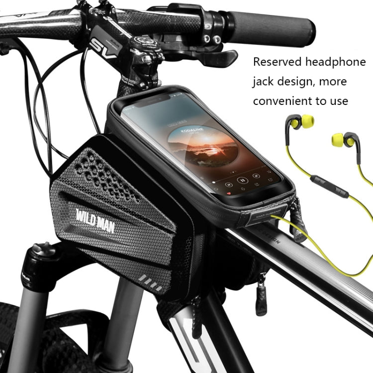 Black bicycle front phone bag with clear screen window and headphone jack port