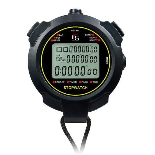 Black sports stopwatch with large digital display and START/STOP controls.