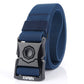 Royal blue woven men’s elastic buckle belt with textured strap and metal snap buckle
