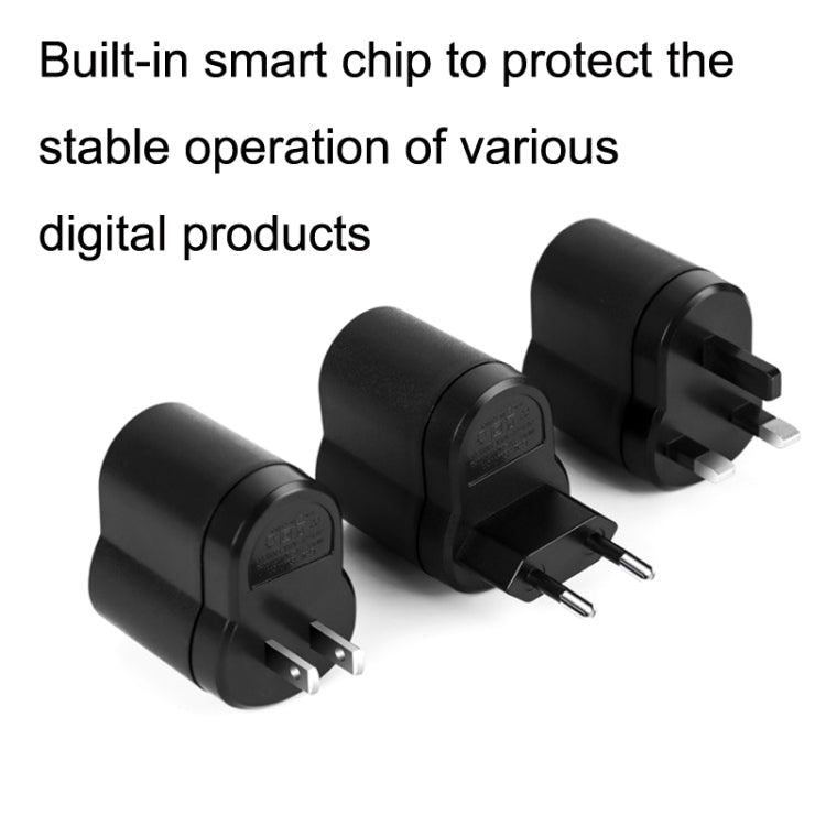 Black plug adapters with two-prong plugs, compact cylindrical charging design