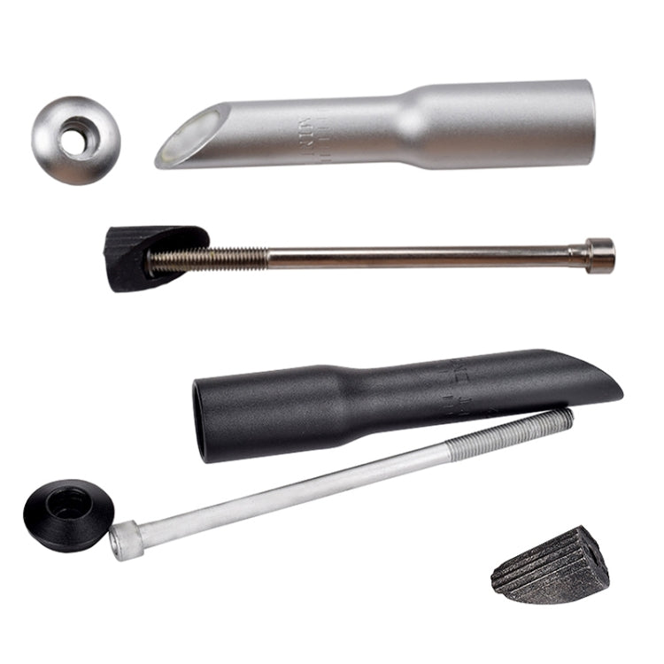 Handlebar height riser kit with black and silver adapters, bolt, washer, wedge clamp