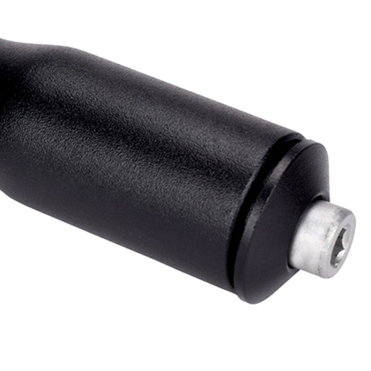Black handlebar height riser adapter with metal mounting screw end
