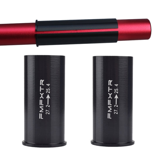 Bicycle seat tube reducer sleeve pair, 27.2mm to 25.4mm, black metal cylinders