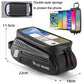 Black hard-shell bike phone bag with touch screen window, padded layers, zip closure