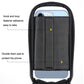 Black padded phone sleeve inside bicycle front bag with hook-and-loop strap