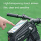 Black bicycle front phone bag with high-clarity touch screen window and handlebar mount