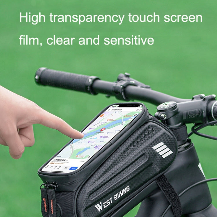 Black bicycle front phone bag with high-clarity touch screen window and handlebar mount