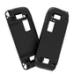 Black silicone case shells shown open, with button cutouts and textured anti-slip grip