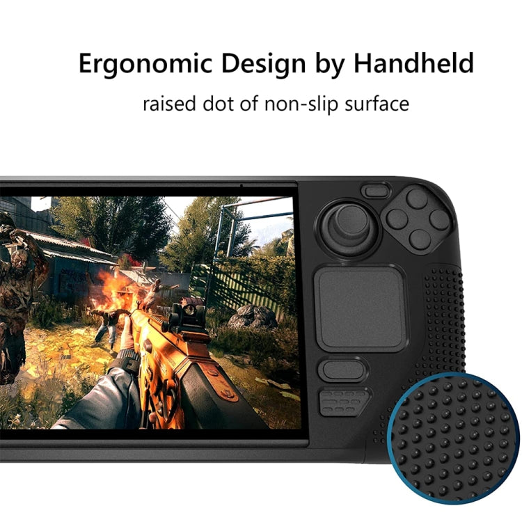 Black silicone case with raised non-slip dots near joystick and buttons for handheld