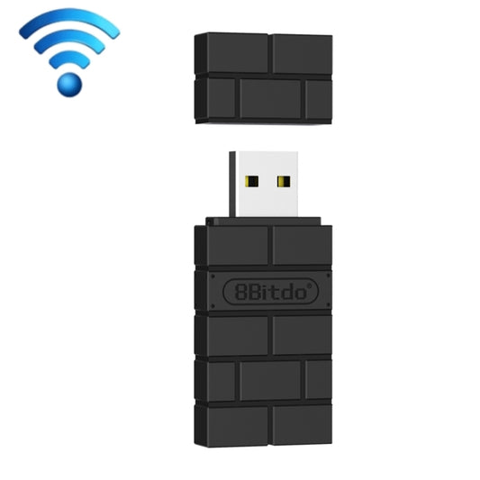 8BitDo USB wireless receiver adapter with stacked black case and small USB plug