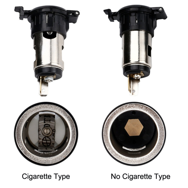 Car cigarette-lighter power socket adapters: one cigarette type and one no-cigarette type faceplates.