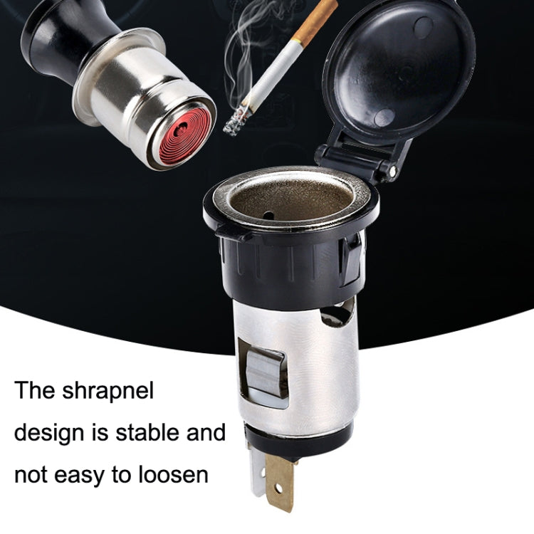 Car cigarette-lighter power socket with open cup holder and exposed internal contact area.