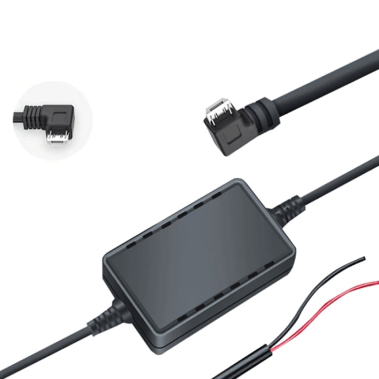 Micro USB-style bent connector car reduction cable with display module and red/black wires