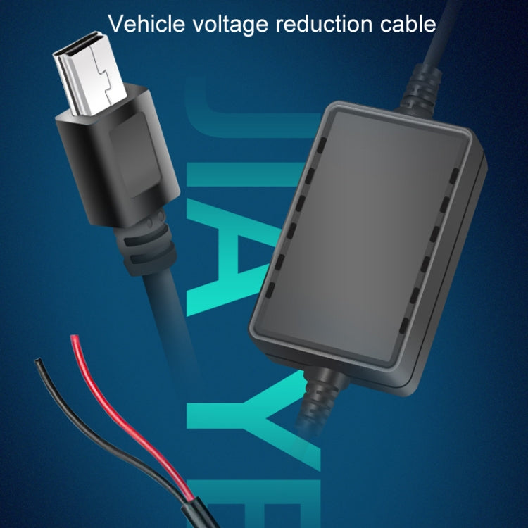Vehicle car reduction cable with mini USB plug, display module, and red/black wires