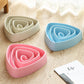 Set of three large triangular anti-choking slow-feed dog bowls in pink, blue, and beige