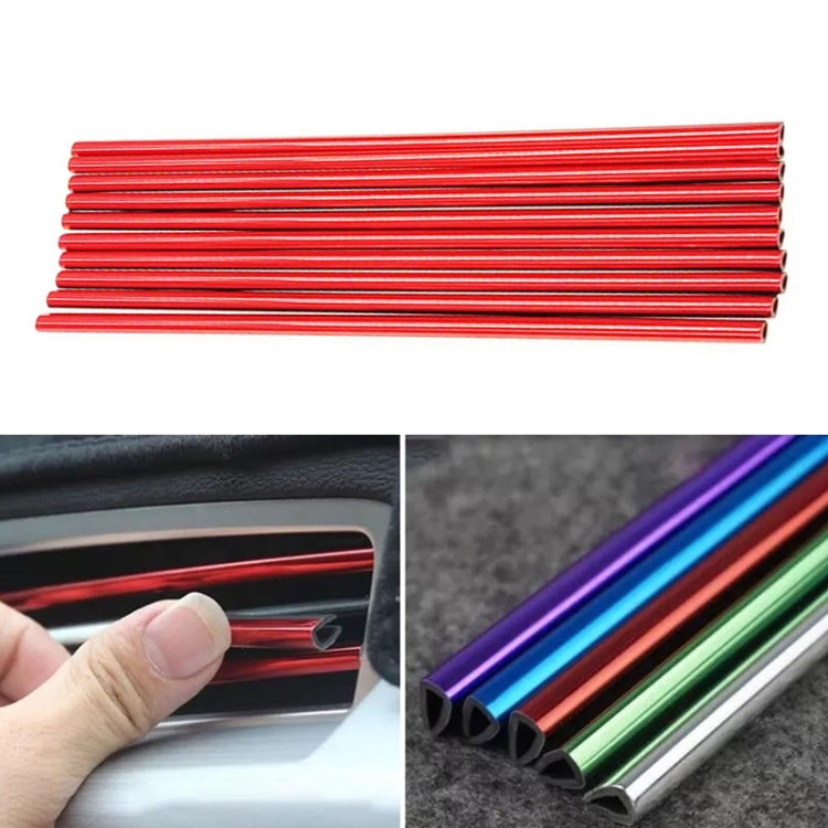 Car air vent decorative U-shaped electroplated strips set, red metallic finish