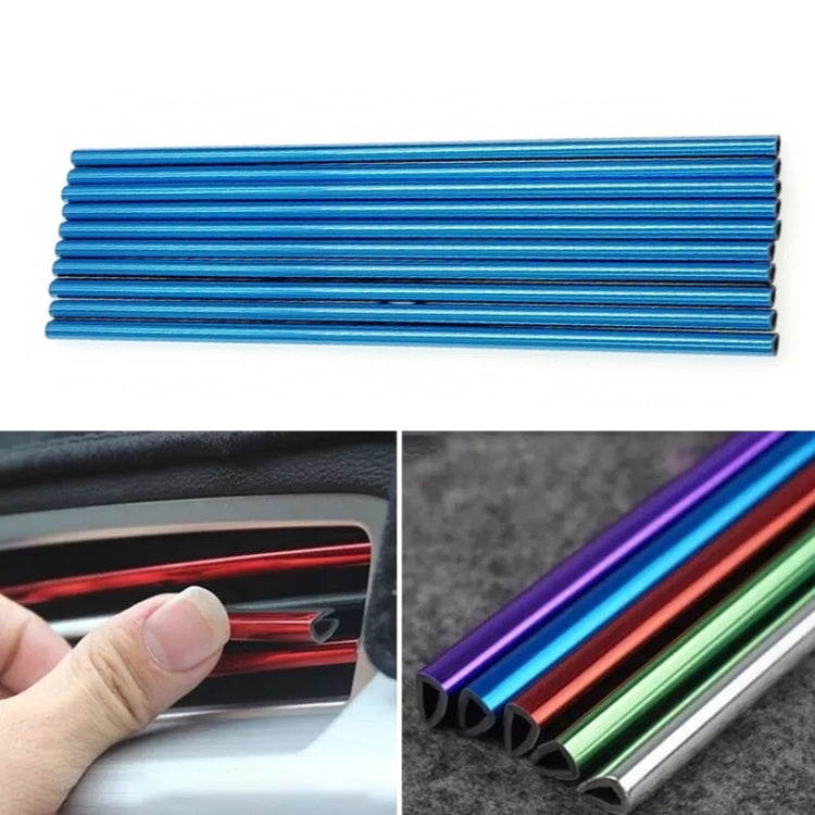 Car air vent decorative U-shaped electroplated strips set, blue metallic finish