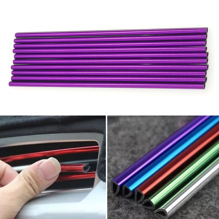 Car air vent decorative U-shaped electroplated strips set, purple metallic finish