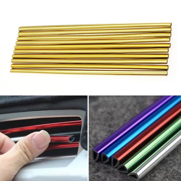 Car air vent decorative U-shaped electroplated strips set, gold metallic finish