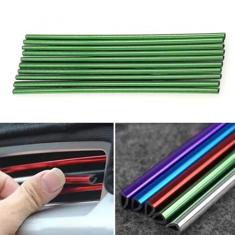 Car air vent decorative U-shaped electroplated strips set, green metallic finish