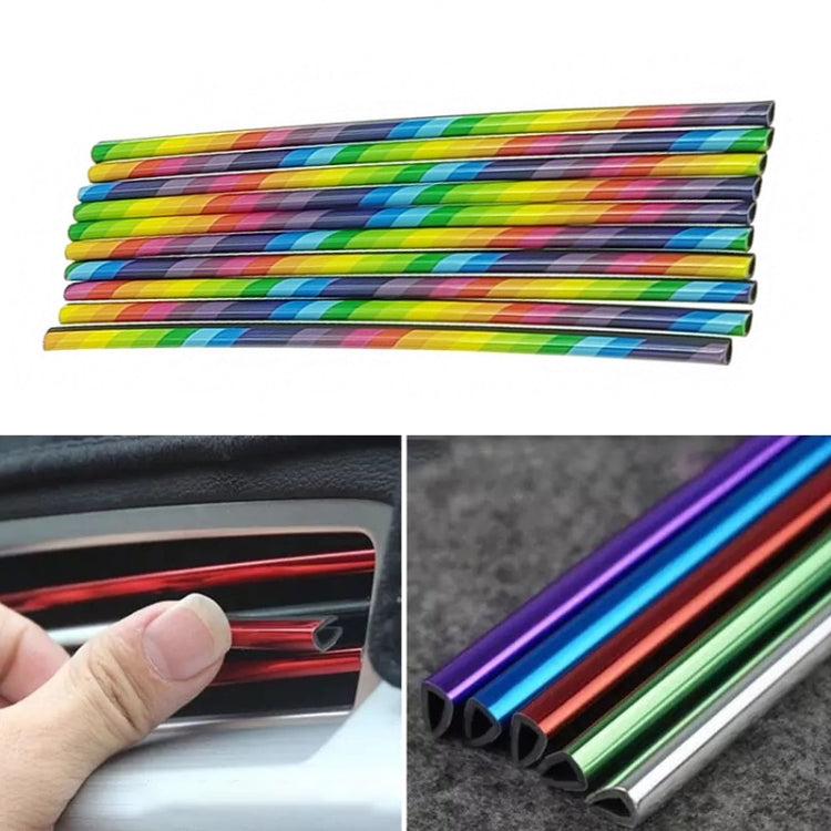 Car air vent decorative U-shaped electroplated strips set, colorful patterned metallic finish