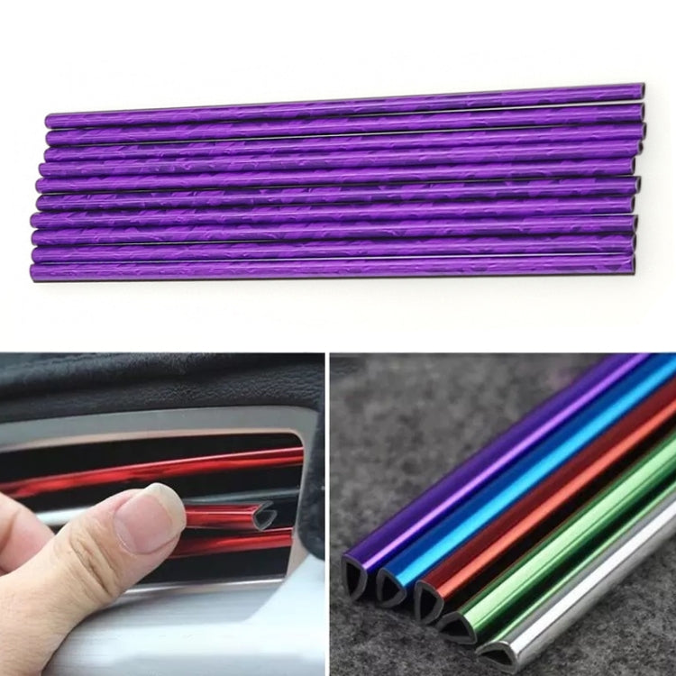 Car air vent decorative U-shaped electroplated strips set, purple metallic finish