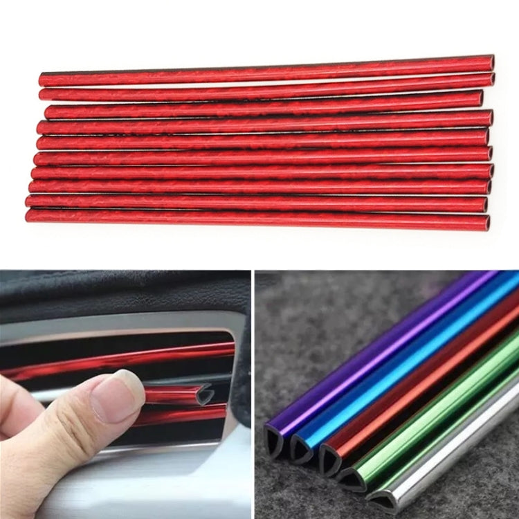 Car air vent decorative U-shaped electroplated strips set, red metallic finish