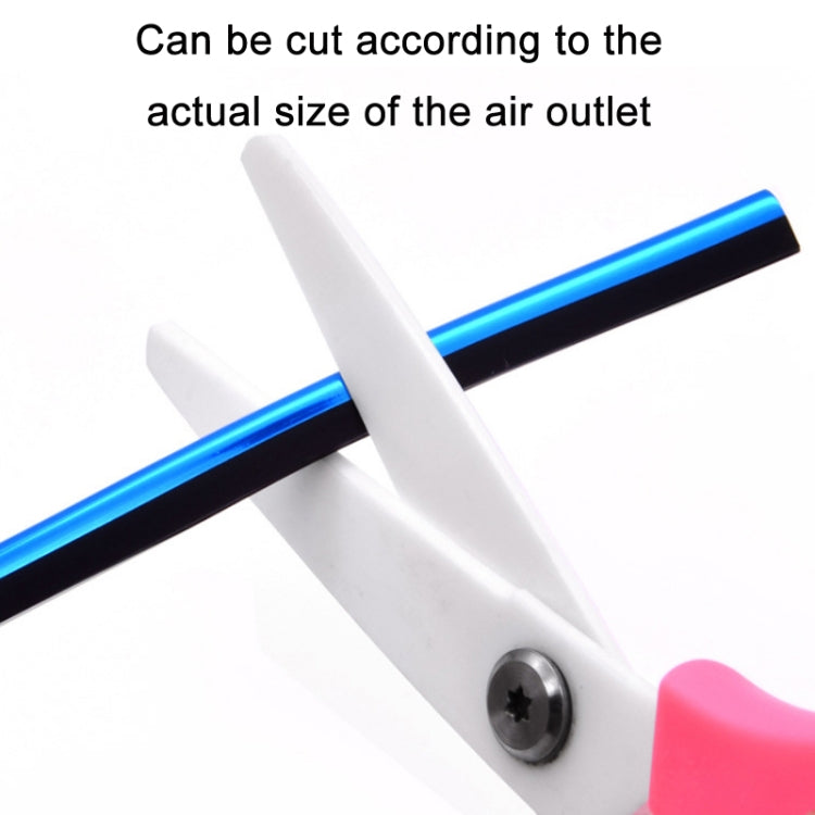 Blue U-shaped vent trim strip shown for cutting and fit